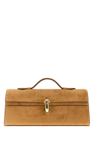 Savette Slim Symmetry Mini Suede Handbag In Blue