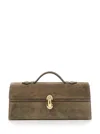 Savette Slim Symmetry Pochette In Suede In Brown