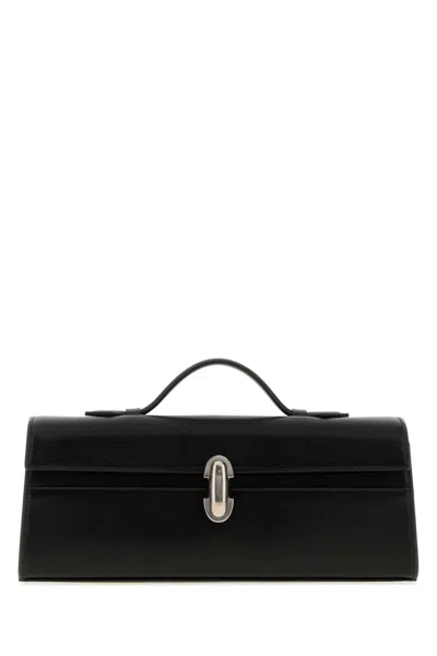 Savette Slim Symmetry Pochette In Vintage Leather In Black