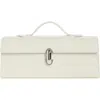 Savette Slim Symmetry Pochette Leather Top Handle Bag In Ivory