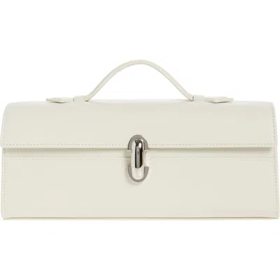 Savette Slim Symmetry Pochette Leather Top Handle Bag In Ivory