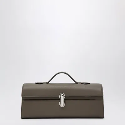 Savette Slim Symmetry Pouch In Brown Calf Leather