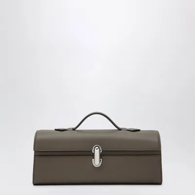 Savette Slim Symmetry Pouch In Brown Calf Leather