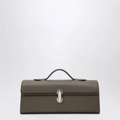 Savette Slim Symmetry Pouch In Brown Calf Leather