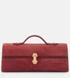 Savette Slim Symmetry Small Suede Clutch In Red