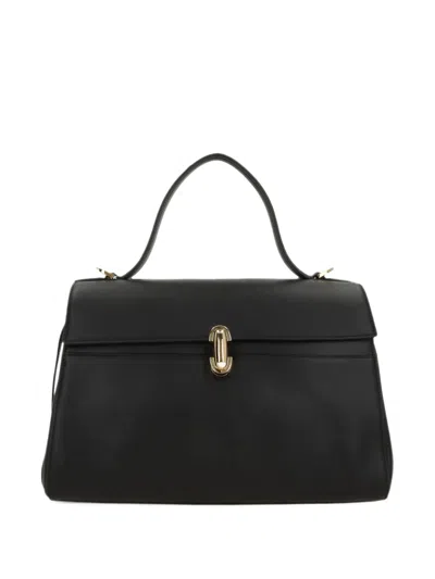 Savette Soft Symmetry Leather Tote Bag In Black