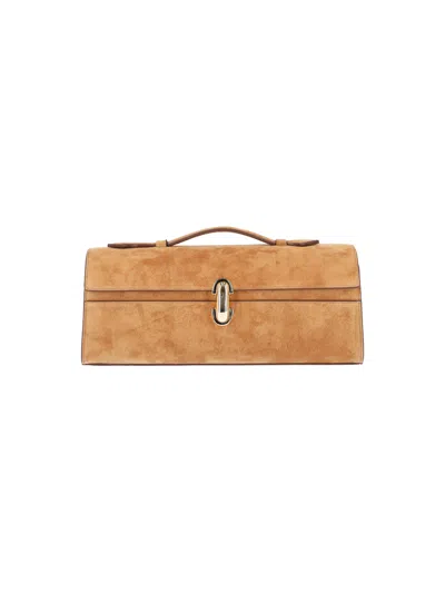 Savette Suede Calfskin Shoulder Bag In Brown