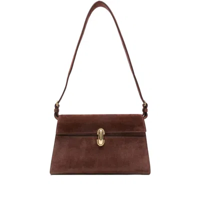 Savette Suede Clasp Shoulder Bag In Brown