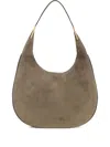 Savette Suede Crescent Shoulder Bag In Neutral