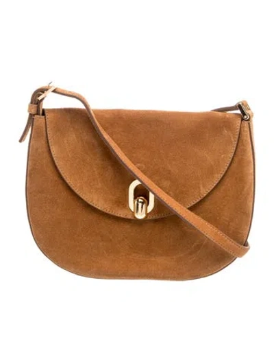 Pre-owned Savette Suede Shoulder Bag Small In Neutral