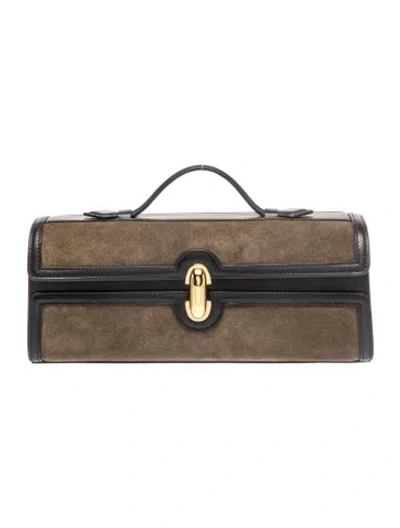 Pre-owned Savette Suede Slim Symmetry Pochette In Gray