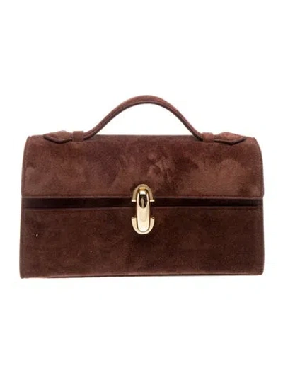 Pre-owned Savette Suede Symmetry Pochette In Brown