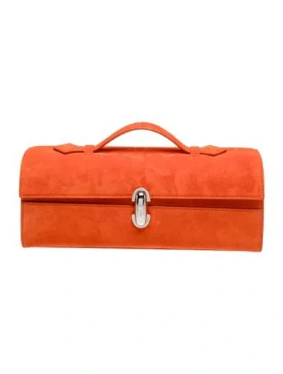 Pre-owned Savette Suede Symmetry Pochette East West In Orange