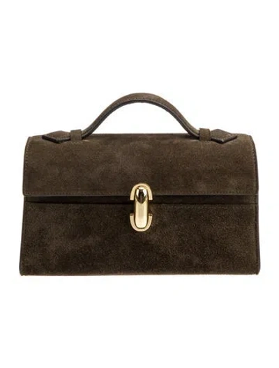 Pre-owned Savette Suede Symmetry Pochette In Green