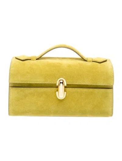 Pre-owned Savette Suede Symmetry Pochette In Green