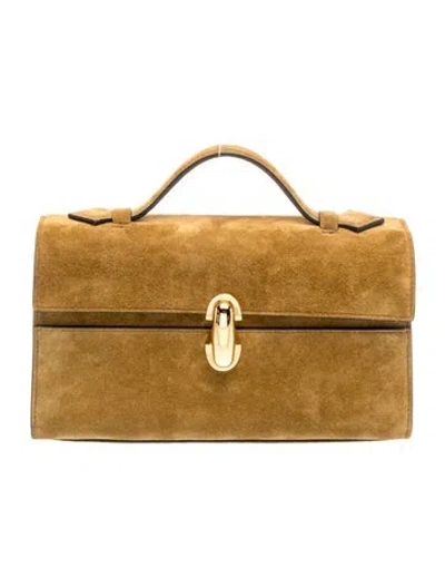 Pre-owned Savette Suede Symmetry Pochette In Neutral
