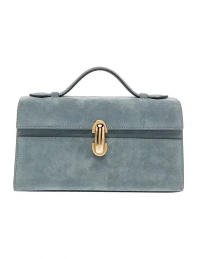 Pre-owned Savette Suede Symmetry Pochette Small In Blue