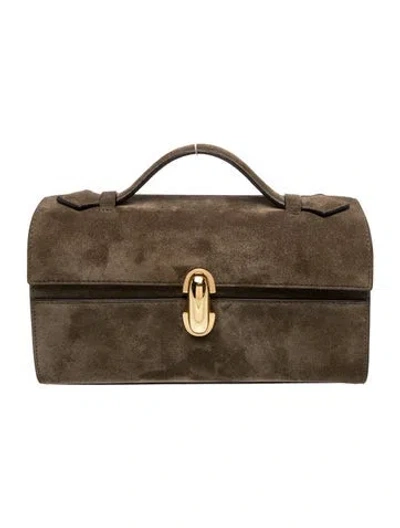Pre-owned Savette Suede Symmetry Pochette Small In Brown