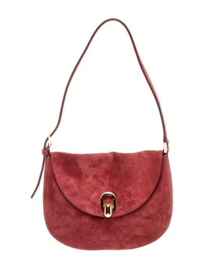 Pre-owned Savette Suede Tondo Hobo In Wine Suede Small In Red