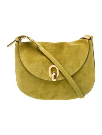 Pre-owned Savette Suede Tondo Small In Green