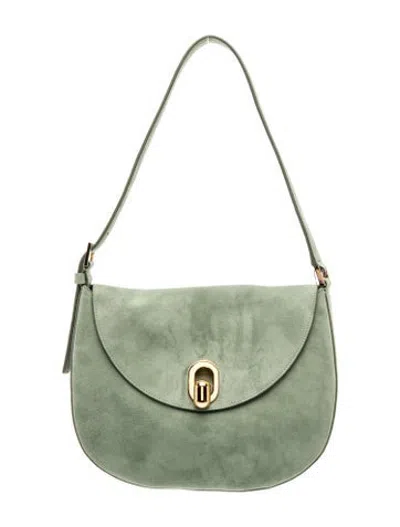 Pre-owned Savette Suede Tondo Small In Green