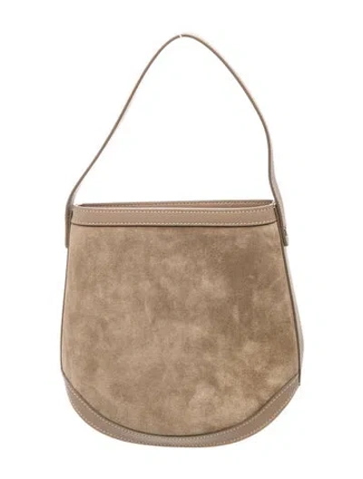 Pre-owned Savette Suede Top Handle Bag In Neutral