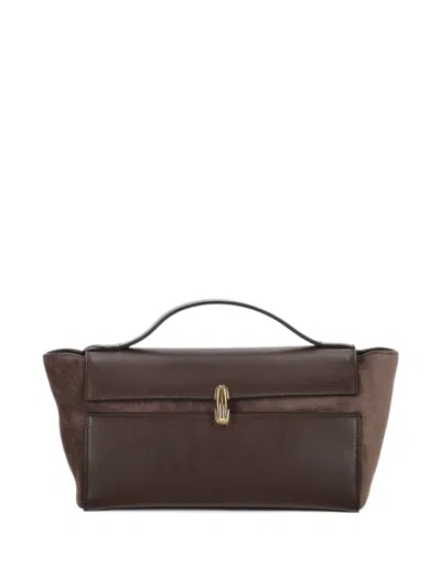 Savette Suede-panelled Leather Tote Bag In Brown