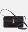 Savette Symmetry 26 Leather-trimmed Suede Shoulder Bag In Black