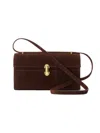 Savette Symmetry 26 Crossbody Bag In Suede Espresso