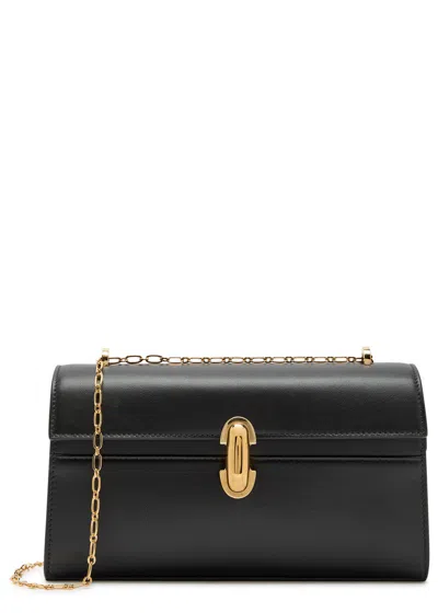 Savette Symmetry Chain Leather Pochette In Black