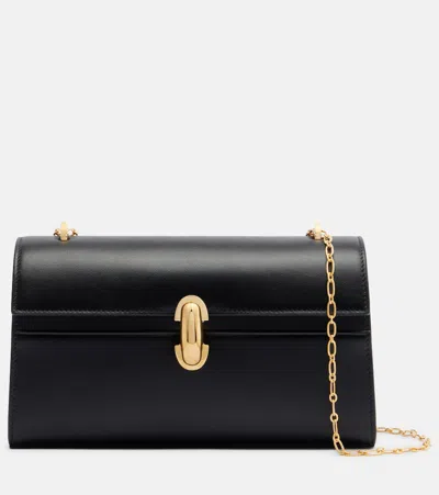 Savette Symmetry Chain Mini Leather Crossbody Bag In Black