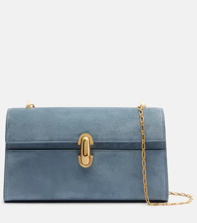 Savette Symmetry Chain Mini Suede Crossbody Bag In Blue