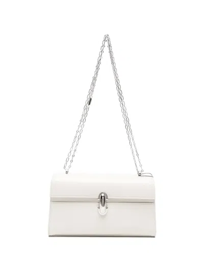 Savette Symmetry Chain-link Leather Shoulder Bag In White