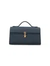 Savette Symmetry Pochette In Grained Calf Leather In Blue