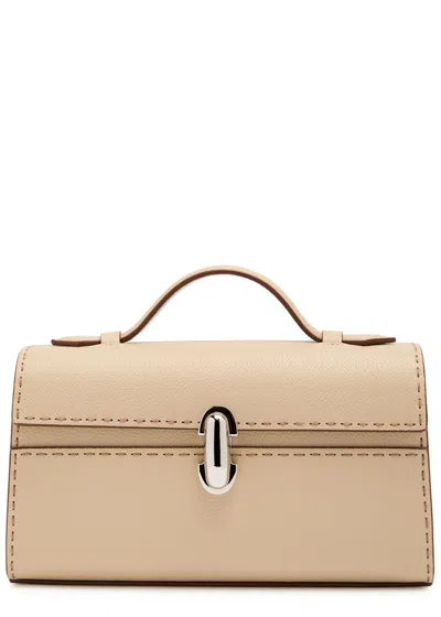 Savette Symmetry Grained Leather Pochette In Sand