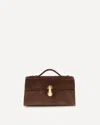 Savette Symmetry Suede Pochette In Brown
