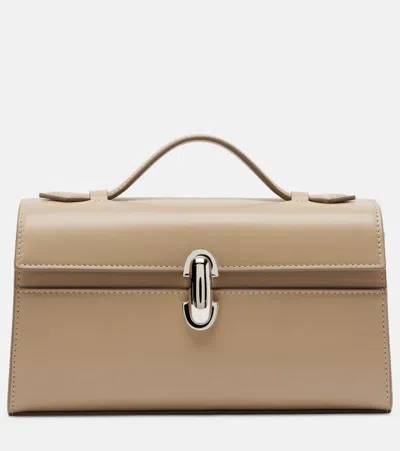 Savette Symmetry Leather Tote Bag In Beige