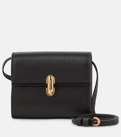 Savette Symmetry Leather Wallet With Strap In Black
