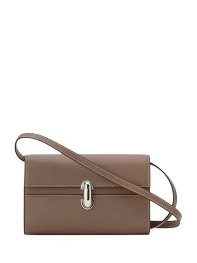 Savette Symmetry Mini Bag Leather Taupe In Brown