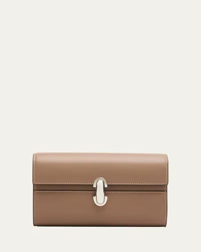 Savette Symmetry Mini Leather Clutch Bag In Brown