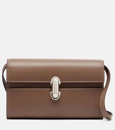Savette Symmetry Mini Leather Crossbody Bag In Brown