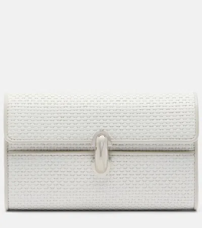 Savette Symmetry Leather-trim Woven Shoulder Bag In White