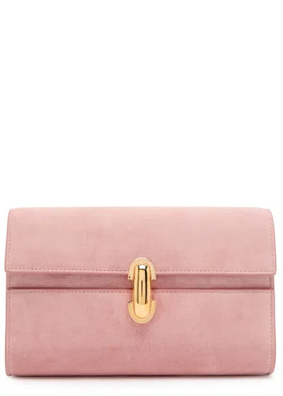 Savette Symmetry Mini Suede Cross-body Bag In Pink