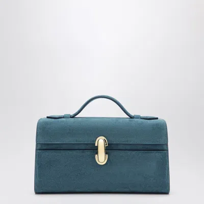 Savette Symmetry Mini Suede Pouch With Top Handle In Blue
