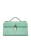 Savette Symmetry Pochette Suede Tote In Green