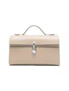 Savette Symmetry Pochette In Grained Leather Bone Bag