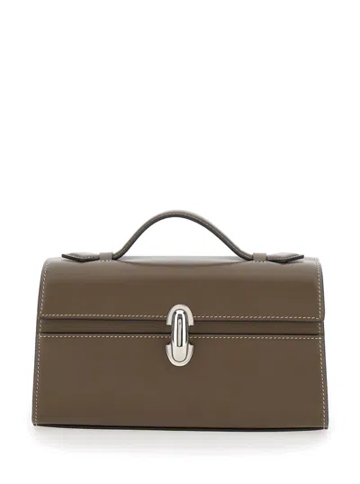 Savette Symmetry Pochette In Smooth Calf Leather In Brown