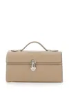 Savette Symmetry Pochette In Smooth Calf Leather In Gray