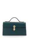 Savette Symmetry Pochette In Smooth Calf Leather In Green