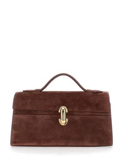Savette Symmetry Pochette In Suede In Brown